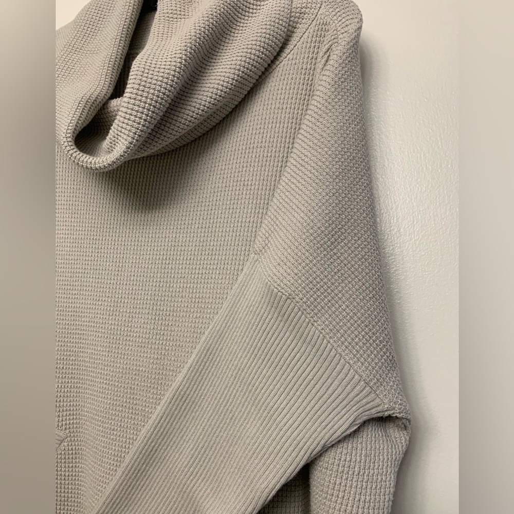 PLANET by Lauren G Cowl neck waffle comfy cotton sweater grey cozy long washable - Picture 3 of 5